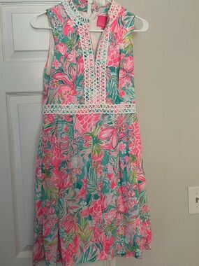 Lilly Pulitzer Pink & Teal Floral Sleeveless Dress